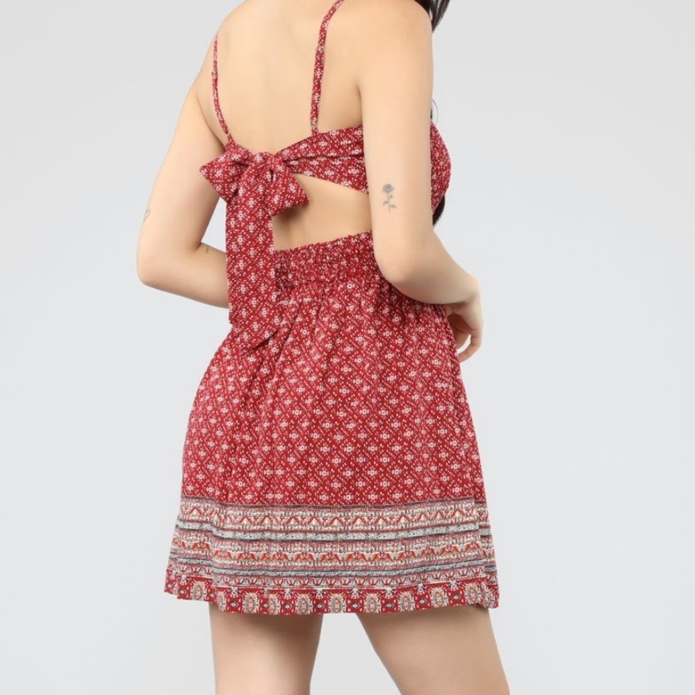 Red pattern dress